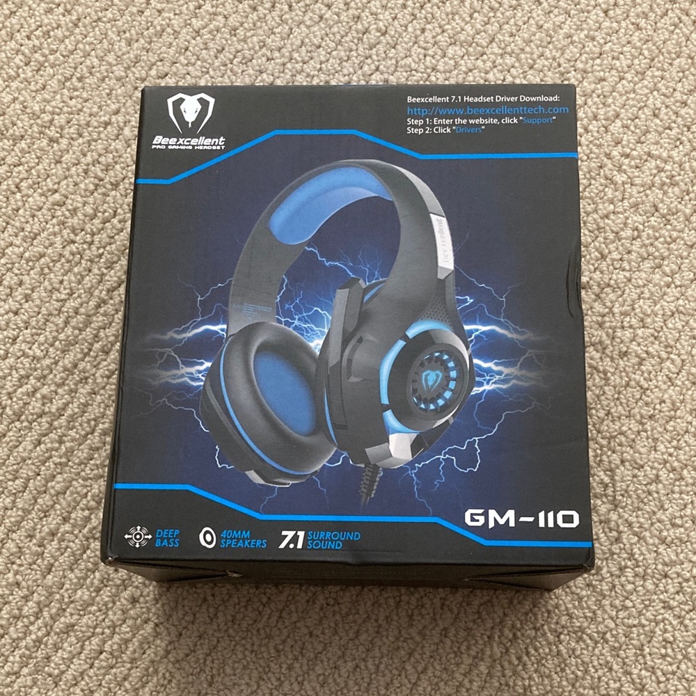 Beexcellent GM-110 Gaming Headphones Over-Ear Surround Sound 40 mm Speakers NIB